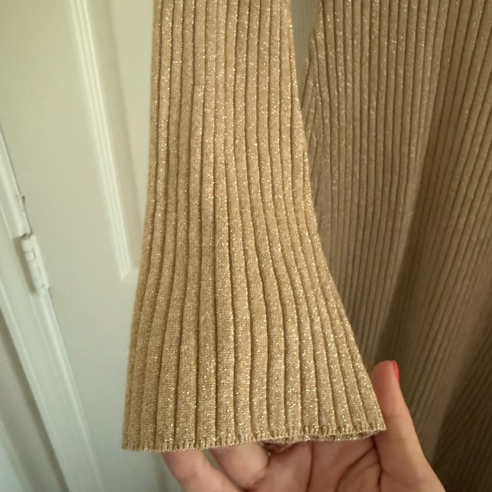 Pretty Tan Ribbed Knit Dress - Picture 6 of 6